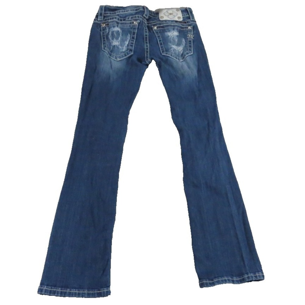 Miss Me Signature Slim Bootcut Jeans Women 26 Distressed Flap Pocket Cross Y2K